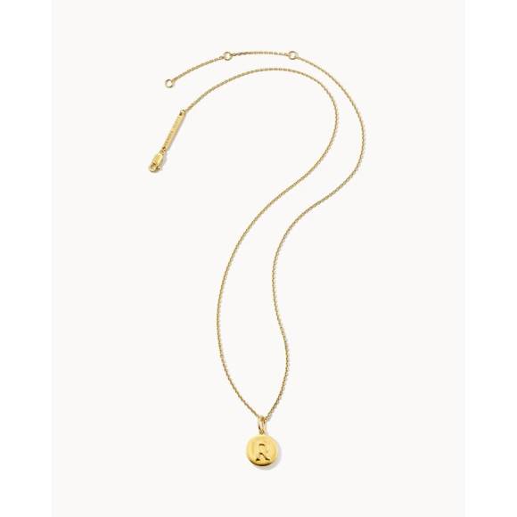 NEW KENDRA SCOTT women's letter "r" coin pendant necklace in gold - Picture 1 of 2